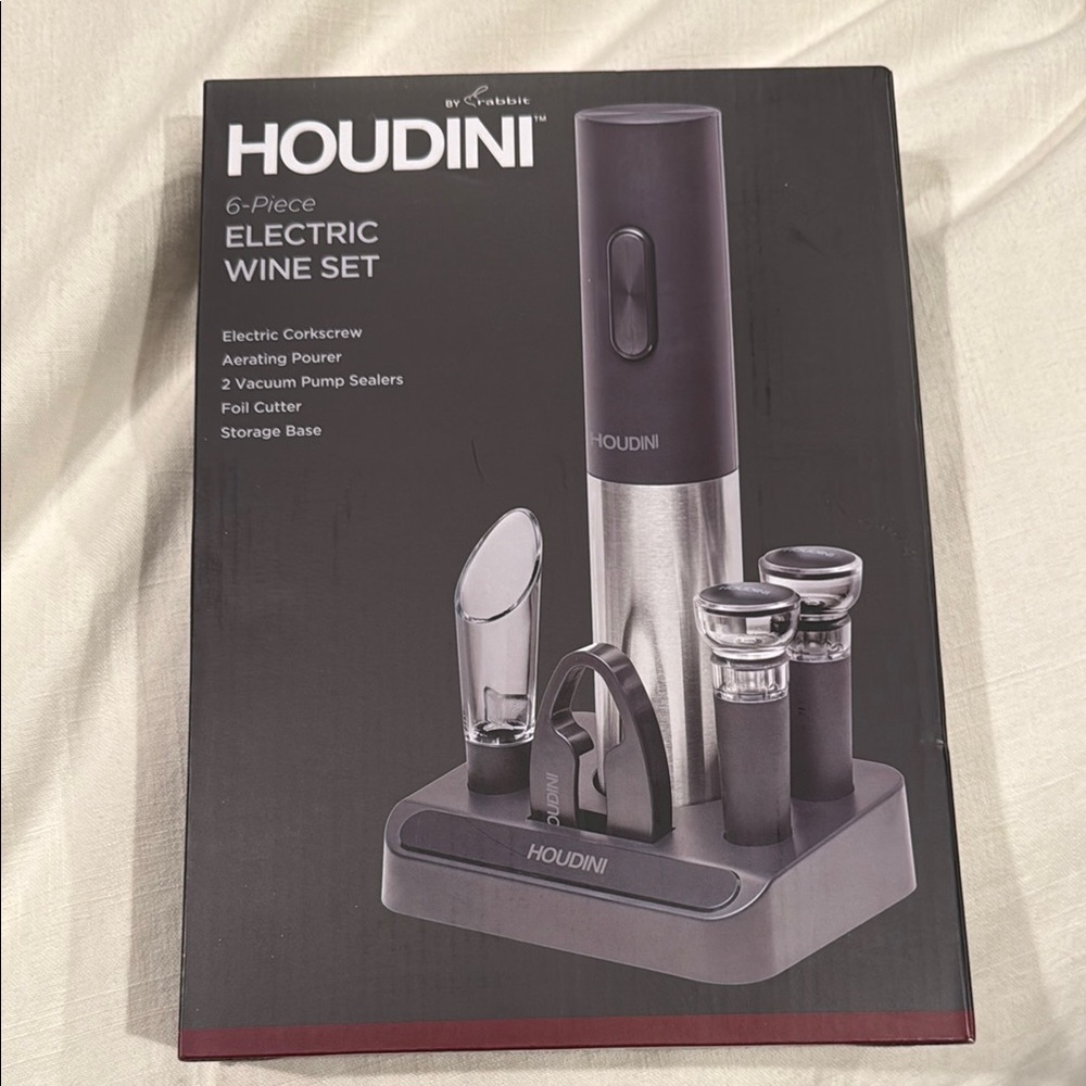 Black and Silver 6-Piece Electric Wine Set